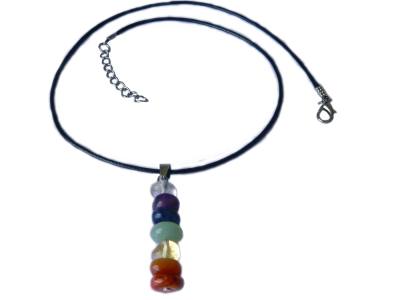 Chakra Chakren Edelstein Kette Anhänger mit Karabiner Lederkette